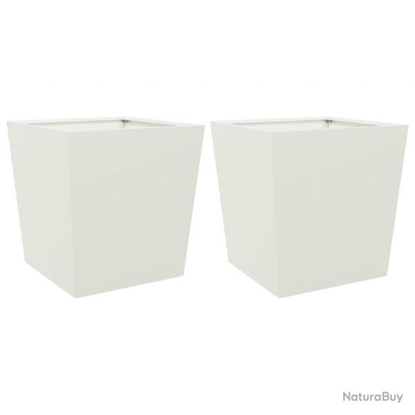 Jardinire bac lit surlev plantes fleurs jardin terrasses lot de 2 50 x 50 x 50 cm acier blanc 02