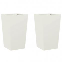 Jardinière bac lit surélevé plantes fleurs jardin terrasses lot de 2 45 x 45 x 75 cm acier blanc 02