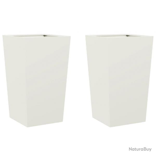 Jardinire bac lit surlev plantes fleurs jardin terrasses lot de 2 45 x 45 x 75 cm acier blanc 02