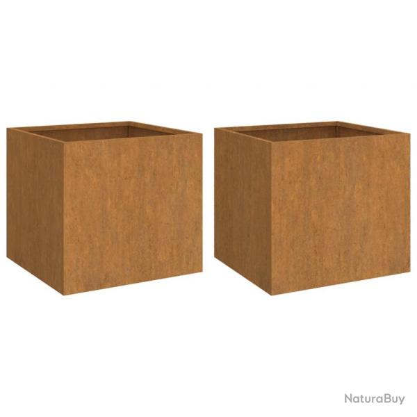 Jardinire bac lit surlev plantes fleurs jardin terrasses lot de 2 42 x 40 x 39 cm acier corten m