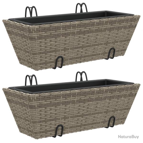 Jardinire bac lit surlev plantes fleurs jardin terrasses avec crochets lot de 2 rsine tresse g