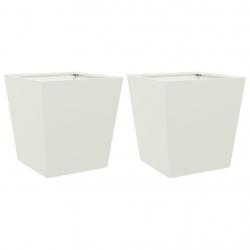Jardinière bac lit surélevé plantes fleurs jardin terrasses lot de 2 40 x 40 x 40 cm acier blanc 02