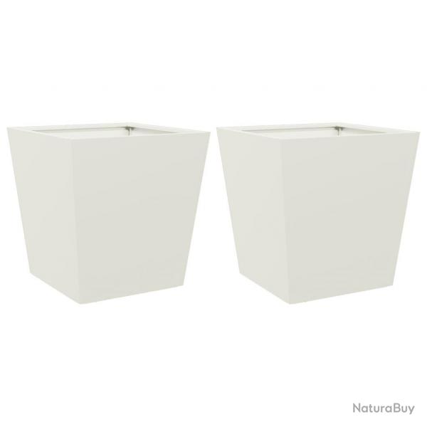 Jardinire bac lit surlev plantes fleurs jardin terrasses lot de 2 40 x 40 x 40 cm acier blanc 02