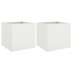 Jardinière bac lit surélevé plantes fleurs jardin terrasses lot de 2 49 x 47 x 46 cm acier blanc 02