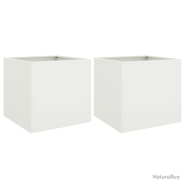 Jardinire bac lit surlev plantes fleurs jardin terrasses lot de 2 49 x 47 x 46 cm acier blanc 02