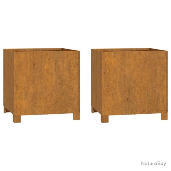 Jardinire bac lit surlev plantes fleurs jardin terrasses avec pieds lot de 2 Rouill 42 x 40 x 4