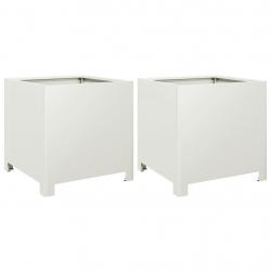 Jardinière bac lit surélevé plantes fleurs jardin terrasses lot de 2 40 x 40 x 40 cm acier blanc 02
