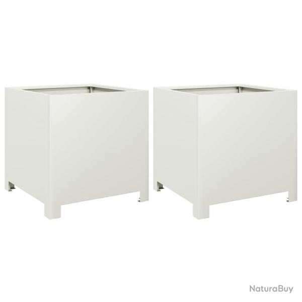 Jardinire bac lit surlev plantes fleurs jardin terrasses lot de 2 40 x 40 x 40 cm acier blanc 02
