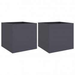 Jardinière bac lit surélevé plantes fleurs jardin terrasses lot de 2 42 x 40 x 39 cm acier anthraci