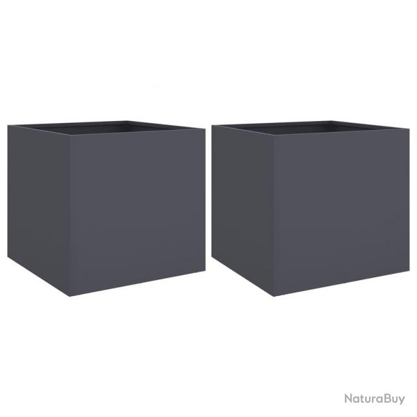 Jardinire bac lit surlev plantes fleurs jardin terrasses lot de 2 42 x 40 x 39 cm acier anthraci