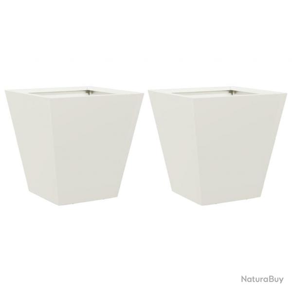 Jardinire bac lit surlev plantes fleurs jardin terrasses lot de 2 30 x 30 x 30 cm acier blanc 02