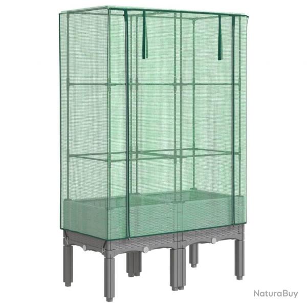 Jardinire bac lit surlev plantes fleurs terrasse jardin surleve avec housse aspect rotin 80 x