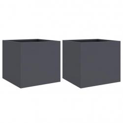 Jardinière bac lit surélevé plantes fleurs jardin terrasses lot de 2 32 x 30 x 29 cm acier anthraci