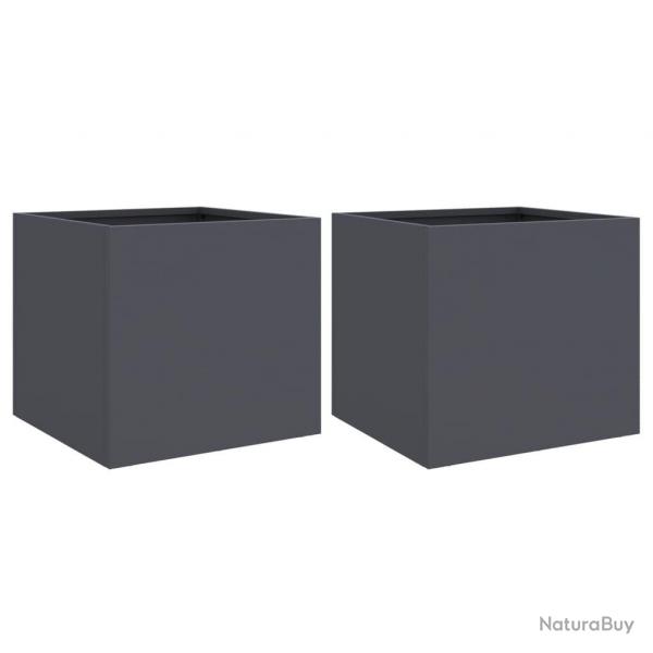 Jardinire bac lit surlev plantes fleurs jardin terrasses lot de 2 32 x 30 x 29 cm acier anthraci