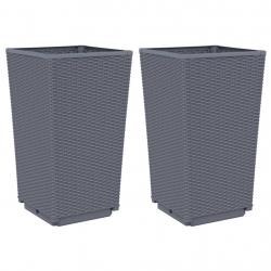 Jardinière bac lit surélevé plantes fleurs jardin terrasses lot de 2 32,5 x 32,5 x 57 cm PP gris 02