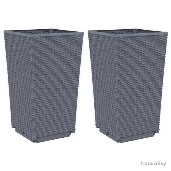 Jardinire bac lit surlev plantes fleurs jardin terrasses lot de 2 32,5 x 32,5 x 57 cm PP gris 02