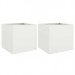 Jardinière bac lit surélevé plantes fleurs jardin terrasses lot de 2 42 x 40 x 39 cm acier blanc 02