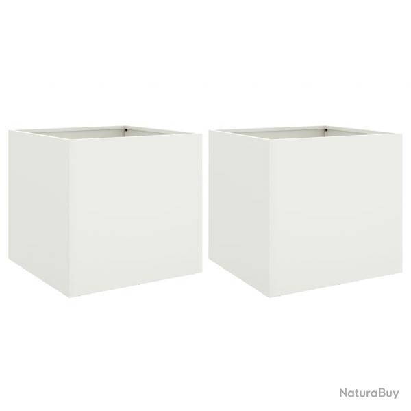 Jardinire bac lit surlev plantes fleurs jardin terrasses lot de 2 42 x 40 x 39 cm acier blanc 02
