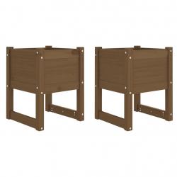 Jardinière bac lit surélevé plantes fleurs jardin terrasses lot de 2 40 x 40 x 52,5 cm bois massif