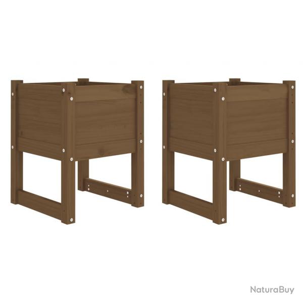 Jardinire bac lit surlev plantes fleurs jardin terrasses lot de 2 40 x 40 x 52,5 cm bois massif
