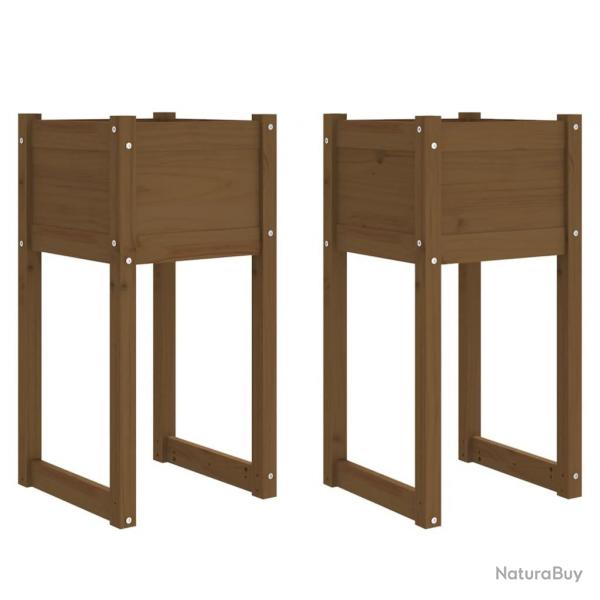 Jardinire bac lit surlev plantes fleurs jardin terrasses lot de 2 40 x 40 x 81 cm bois massif de
