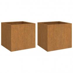 Jardinière bac lit surélevé plantes fleurs jardin terrasses lot de 2 32 x 30 x 29 cm acier corten m