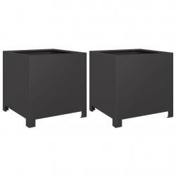Jardinière bac lit surélevé plantes fleurs jardin terrasses lot de 2 40 x 40 x 40 cm acier noir 02_