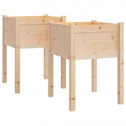 Jardinière bac lit surélevé plantes fleurs jardin terrasses d'extérieur lot de 2 50 x 50 x 70 cm bo
