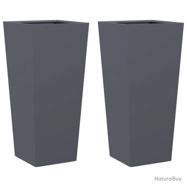 Jardinire bac lit surlev plantes fleurs jardin terrasses lot de 2 35 x 35 x 75 cm acier anthraci