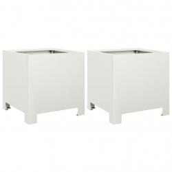 Jardinière bac lit surélevé plantes fleurs jardin terrasses lot de 2 30 x 30 x 30 cm acier blanc 02