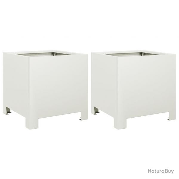 Jardinire bac lit surlev plantes fleurs jardin terrasses lot de 2 30 x 30 x 30 cm acier blanc 02