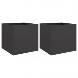 Jardinière bac lit surélevé plantes fleurs jardin terrasses lot de 2 42 x 40 x 39 cm acier noir 02_