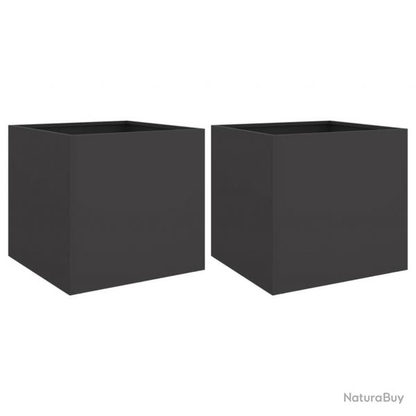 Jardinire bac lit surlev plantes fleurs jardin terrasses lot de 2 42 x 40 x 39 cm acier noir 02_