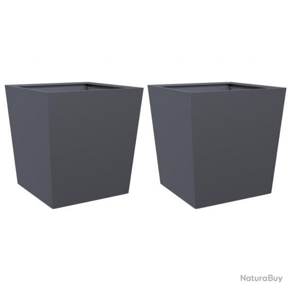 Jardinire bac lit surlev plantes fleurs jardin terrasses lot de 2 50 x 50 x 50 cm acier anthraci