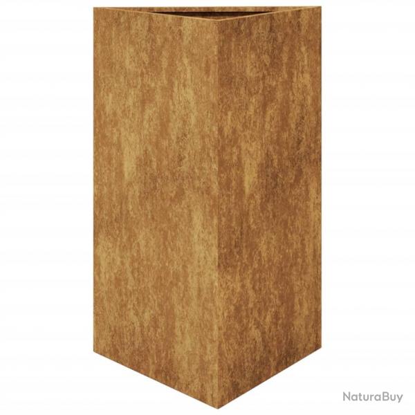 Jardinire bac lit surlev plantes fleurs terrasse jardin triangulaire 50 x 43 x 75 cm acier corte