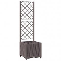 Jardinière bac lit surélevé plantes fleurs terrasse jardin avec treillis 40 x 40 x 136 cm PP marron