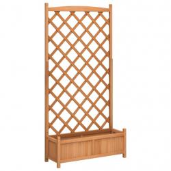 Jardinière bac lit surélevé plantes fleurs terrasse jardin avec treillis bois massif de sapin marro