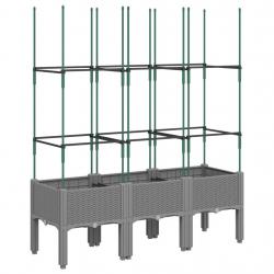 Jardinière bac lit surélevé plantes fleurs terrasse jardin avec treillis clair 120 x 40 x 142,5 cm