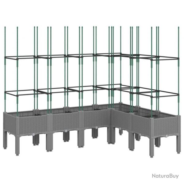 Jardinire bac lit surlev plantes fleurs terrasse jardin avec treillis clair 160 x 120 x 142,5 cm