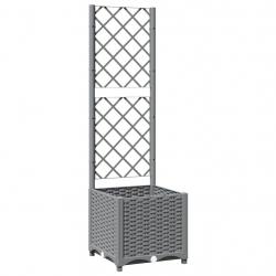 Jardinière bac lit surélevé plantes fleurs terrasse jardin avec treillis clair 40 x 40 x 136 cm PP