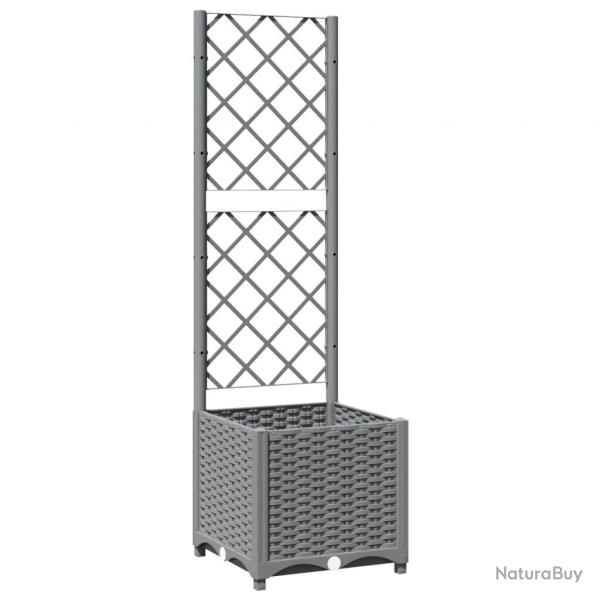 Jardinire bac lit surlev plantes fleurs terrasse jardin avec treillis clair 40 x 40 x 136 cm PP
