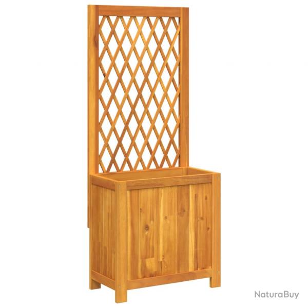 Jardinire bac lit surlev plantes fleurs terrasse jardin avec treillis 55 x 29,5 x 132 cm bois ma