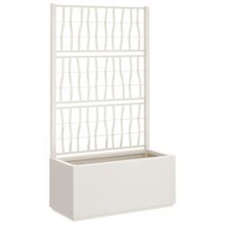 Jardinière bac lit surélevé plantes fleurs terrasse jardin avec treillis 80 x 36 x 140 cm PP blanc