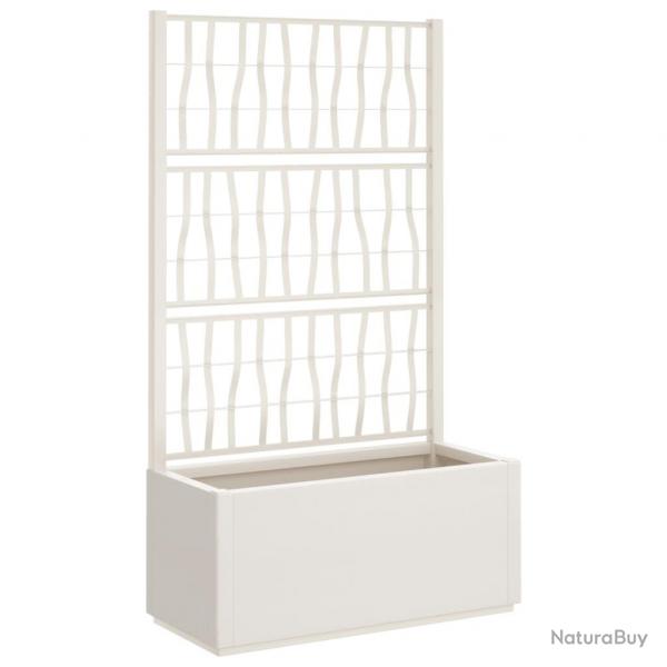 Jardinire bac lit surlev plantes fleurs terrasse jardin avec treillis 80 x 36 x 140 cm PP blanc