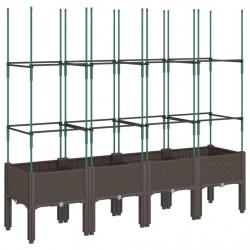 Jardinière bac lit surélevé plantes fleurs terrasse jardin avec treillis 160 x 40 x 142,5 cm PP mar