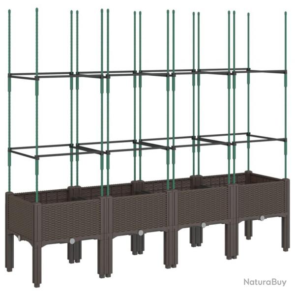 Jardinire bac lit surlev plantes fleurs terrasse jardin avec treillis 160 x 40 x 142,5 cm PP mar