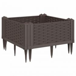 Jardinière bac lit surélevé plantes fleurs terrasse jardin avec piquets 42,5 x 42,5 x 28,5 cm PP ma