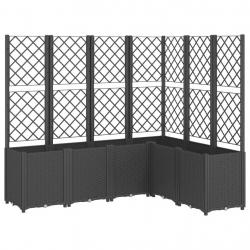 Jardinière bac lit surélevé plantes fleurs terrasse jardin avec treillis 160 x 120 x 140 cm PP noir