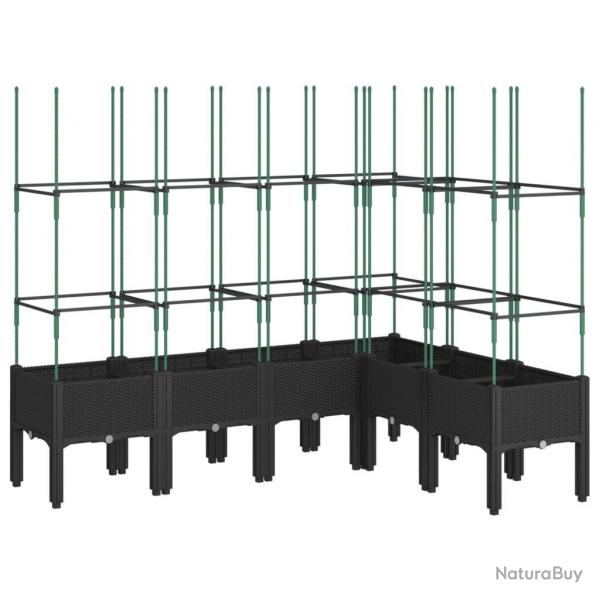Jardinire bac lit surlev plantes fleurs terrasse jardin avec treillis 160 x 120 x 142,5 cm PP no