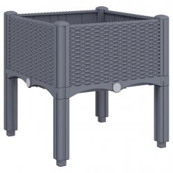 Jardinière bac lit surélevé plantes fleurs terrasse jardin avec pieds 40 x 40 x 42 cm PP gris 02_00